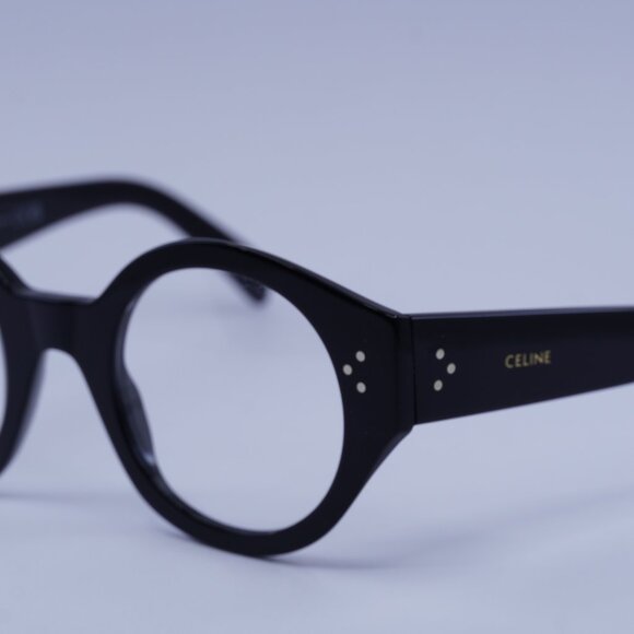 Celine CL50123I 001 Eyeglasses Shiny Black 48mm Round Frame - Picture 3 of 9